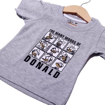 NEW GREY MANY MOODS OF DONALD PRINTED HALF SLEEVES T-SHIRT